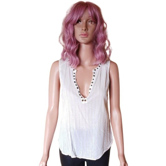 Rock & Republic Sleeveless Grommet V‑Neck Blouse – Size S - Picture 2 of 14